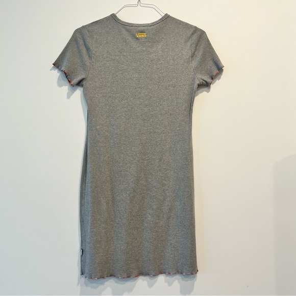 Vans Gray Bodycon Ribbed Dress with Rainbow Trim Sz M - Picture 2 of 6